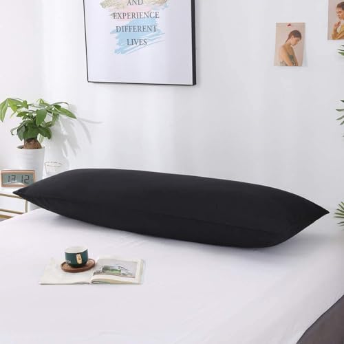 H B MSALA Luxury Full Body Pillow Insert - Ultra Soft Body Pillow for Sleeping - Breathable Long Bed Pillow Insert 20 x54 (Black)