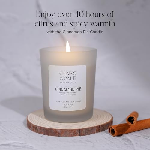 Charis & Cale Cinnamon Pie Candle Jar - 200 Gm | Smokeless, Soot-Free & Non-Toxic Candles for Home Decor & Aromatherapy | Long Burning Time of 40+ Hours | Best for Gifting & Meditation