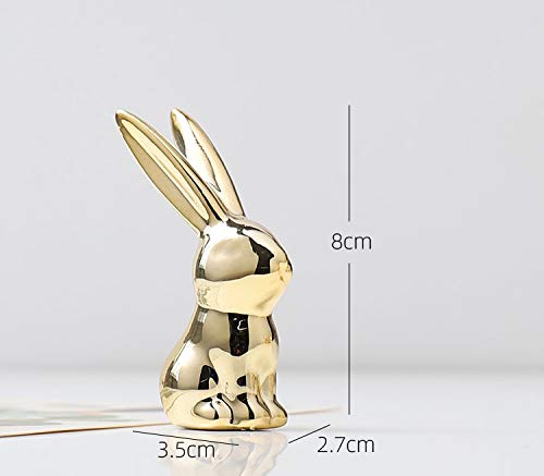 Ardax Ceramic Animal Figurines Ornaments, Gold Home Decor Sculptures and Statues Handmade Artware Gifts (Rabbit)