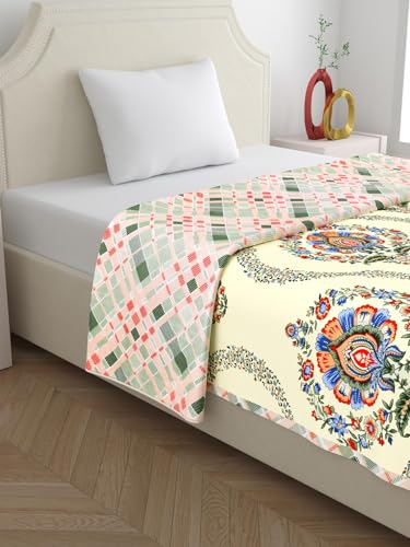 Salona Bichona Floral Cotton Yellow Flannel Single Dohar