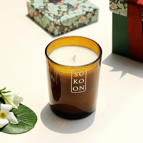 Sukoon Bahaar Ylang Ylang Mimosa Scented Soy Wax Candle with Upto 40 Hr Burn Long Lasting Fragrance Candle Perfect for Home Décor (Pack of 1)