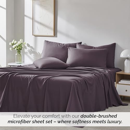 King, Purple : Southshore Fine Linens - 6 Piece - 21 Inch - Extra Deep Pocket Sheet Set (King, Purple)