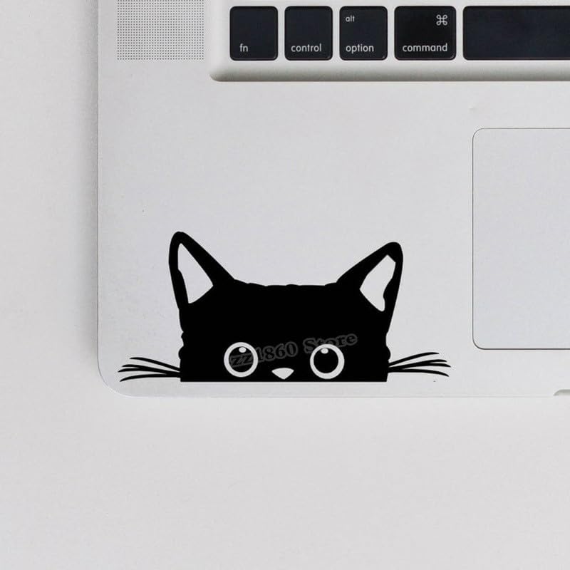 GADGETS WRAP Vinyl Notebook Computer Decal Peeking Cat Vinyl Black