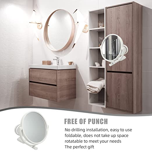 Azelf Toilet Mirror Wall Mounted Small No Punching Bathroom Mirror Student Dormitory Foldable Dressing Makeup Mirror