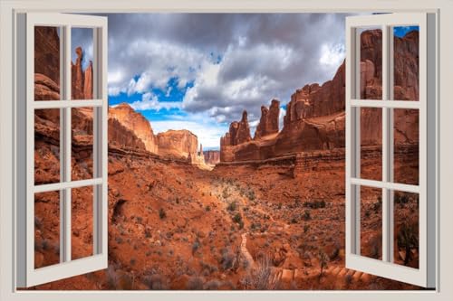 JVERF - JZZA32093 USA Parks Arches National Park Utah Crag Clouds| Self-Adhesive Open Window Wall Sticker