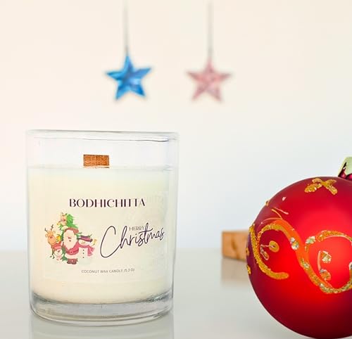 Bodhichitta Christmas Candle | Illuminate This Season with Enchanting Scents—Cinnamon, Pine, Vanilla—Encased in Festive Elegance for a Warm and Festive Ambiance (Wax Weight 150gm)