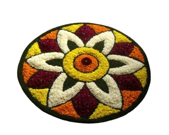 StromX Traditional As Well As Cotton Antiskid Modern Round Rangoli Door Mat For Home Decoration (24X24 Inch, Red)