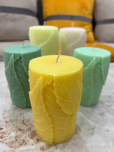 TWINKLING DECOR Scented Leaf Pillar Soy Wax Candle 8 * 11CM