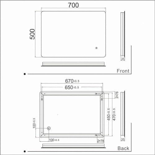 VENETIAN IMAGE Smart LED Bathroom Mirror - Horizontal/Vertical Mount, Sensor Switch, Illuminated Vanity Wall Mirror with Lights (Style A, 600x780 mm)