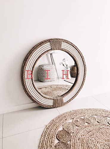 Big International Handicraft Hand Operated Jute Wrapped Rope Mirror (18,in)