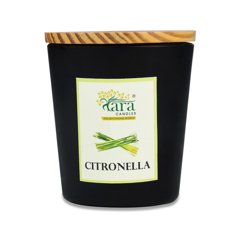 Tara Enlightening World - (Citronella Fragrance) - Cork Lid Frosted Jar Candle| Scented & Smokeless (Green)