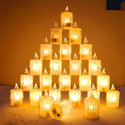 TIRTH ENTERPRISE(12Pcs Flameless Candles,Battery Operated,Flameless Electric Fake Candles LED Night Light, Smokeless, Flameless for Diwali Gift, Home Decoration. (Smokeless Candle, 12Pcs)