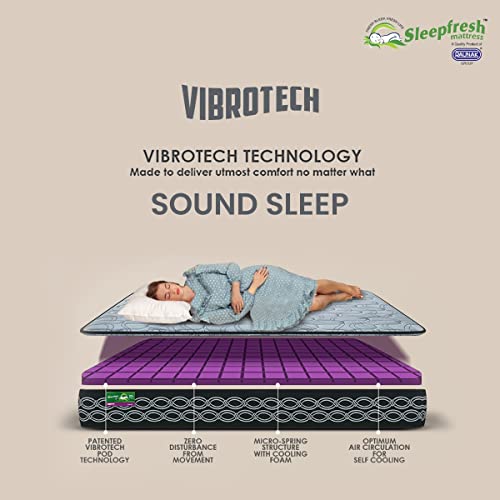 Sleepfresh Royale High Resilience Pocket Spring 8 Inch King Size Vibrotech Foam Mattress (75x72x8 Inches)