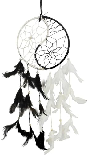 BlankLeaf Blankleaf Dream Catcher Wall Hanging for Positive Energy and Protections Bad Dreams and Nightmares Wool Windchime Decorative Showpiece. Wool Dream Catcher (21 inch, Black, White) BZ_SBW1