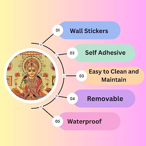 RosaStella Laxmi Sarasvati & Ganesh Wall Sticker Vinyl for Pooja Room Office Leaving Room Just Peel & Stick Size 30 X 21 cm Pack of 1