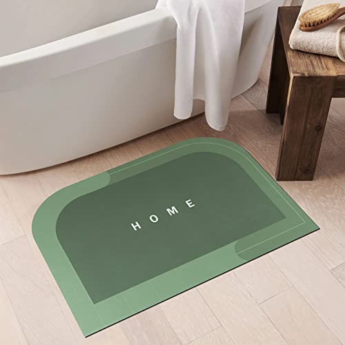 Story@Home Leather Bathroom Mat Aqua Collection Door Mat Anti-Slip Bath Mat Quick Drying Absorbent Mat For Home And Kitchen (40 X 60 Cm), Dark Green, Rectangular