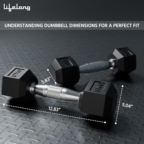 Lifelong Dumbbells Set for Home Gym - Dumbbell Set of 2 with Rubber Coating - Hexa Dumbbell Set for Men & Women - Home Gym Exercise Equipment - Dumbbell Weights (2x 3 Kg Pair) (Black)