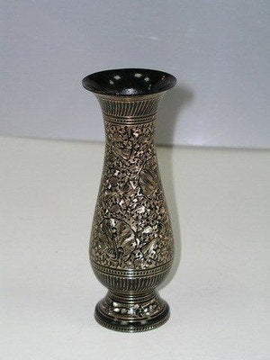 Skywalk Metal Brass Hand Crafted Bidri Nakkashi Work Art Flower Vase