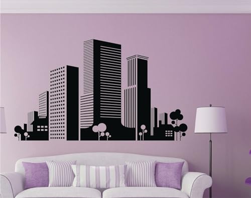 GADGETS WRAP Modern Buildings Black Wall Decal and Sticker