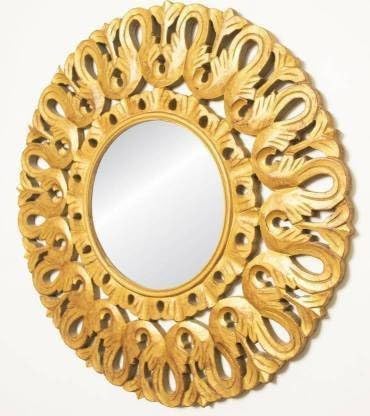 VAS Collection MDF Mirror Frame for Wall Decor,Bedroom,Living Room,Bathroom & Hallway,24"x24",Round (Golden)