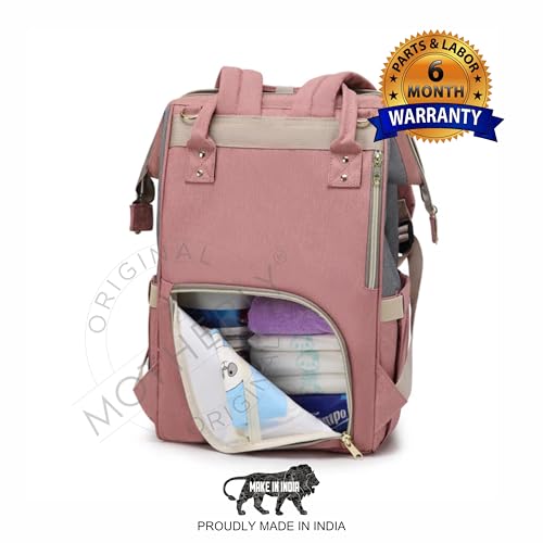 motherly Stylish Babies Diaper Bags for Mothers for Travel | 6 Month Warranty (Gray and Pink)