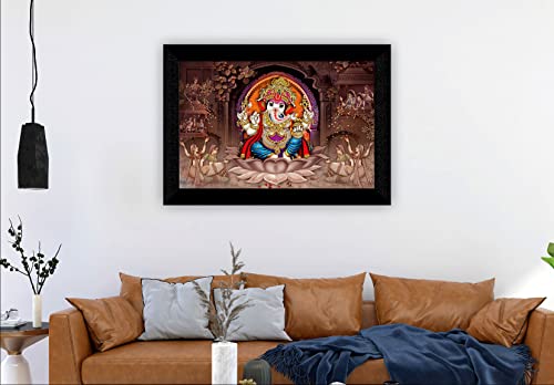 SAF Pack of 1 Ganesha religious modern art wall painting with framed for living room 11 inch x 14 inch CANFM31230