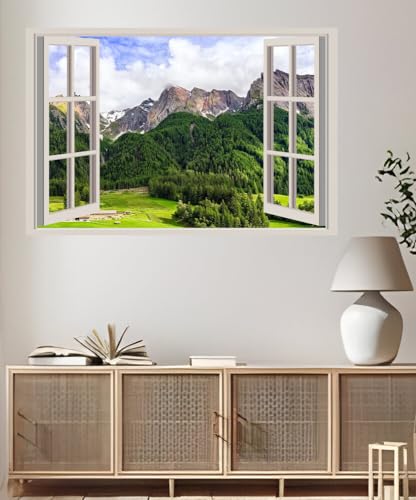 JVERF - JZZA23483 Italy Scenery Mountains| Self-Adhesive Open Window Wall Sticker