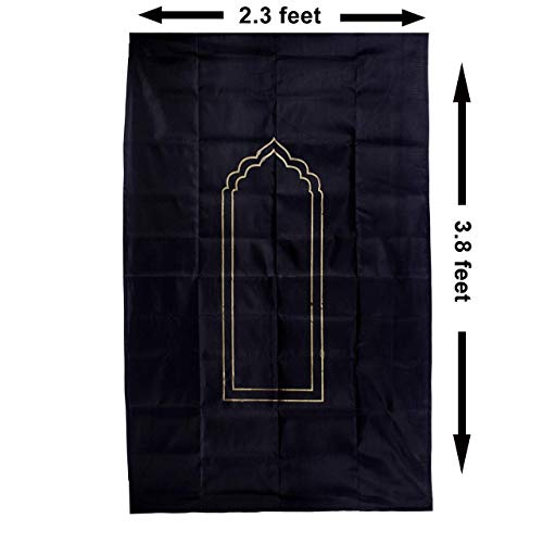 Tiipro Prayer Mat (Black, Polyester, Standard, 1 Piece),Large Rectangle, 110 x 69 cm