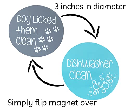 Dog Licked Them Clean Dishwasher Clean Reversible Dishwasher Magnet for Kitchen, Dogs, Pets, Housewarming, Appliances (Teal./Gray)