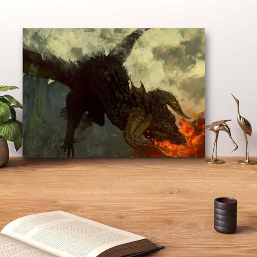 GADGETS WRAP Canvas Gallery Wrap Framed for Home Office Studio Living Room Decoration (14x11inch) - Dragon Breath