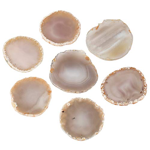 SUNYIK Natural Color Light Table Agate Slice Set, Polished Stone Geode Drusy Healing Crystal Slab Cards, Pack of 5, 1.5"-3" in Length