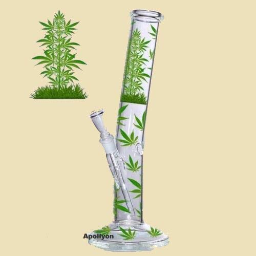 True Handicraft Glass Water Pipe for Home Decor- Basic Glass On Glass- with Logo Leaf- 18"