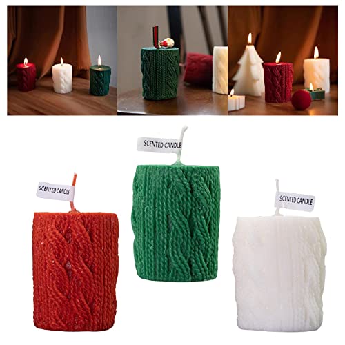 ATORSE® Mini Yarn Candle Flameless Decorative Romantic for Holiday Valentines Dating Red