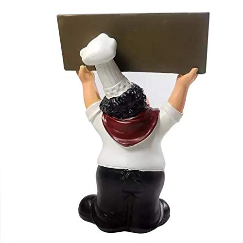 UNIVERSE LIGHTS Polyresin Italian Chef Figurines Decor with Welcome Sign Board Plaque, 8x5 Inch, White, Red