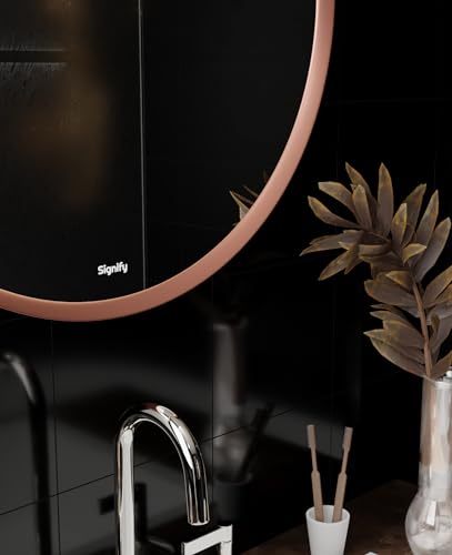 Signify® Premium LED Mirrors - Perfect for Bathroom, Bedroom Dressing and Dining Areas| 33 * 22 inch | Round Shape (Rose gold)