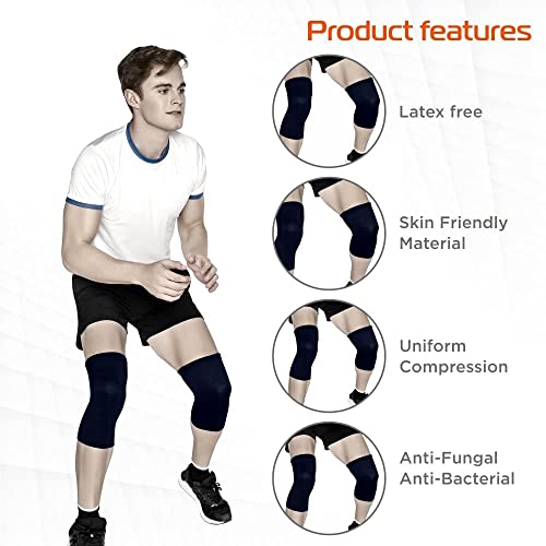 SPANCO Knee Support for Gym (1 Pair) - Knee Support for Men Women Workout | Knee Compression Sleeves for Tendonitis Pain Relief, Tennis, Volleyball, Cricket - Knee Pain