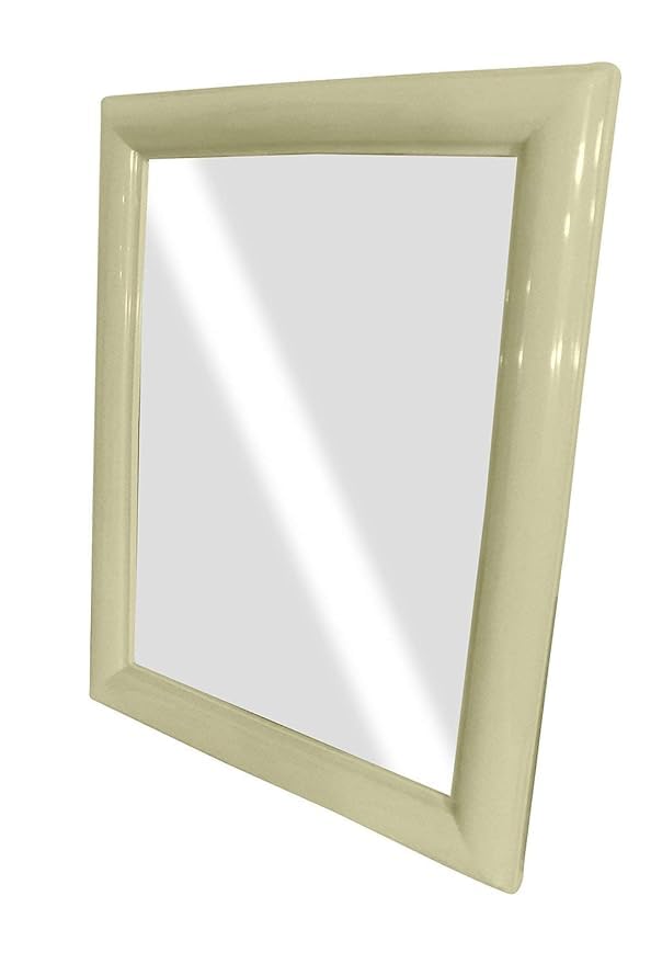 Confidence Designer Frame Big Wall Mirrors for Bathroom Makeup Shaving Wall Hanging Mirror for Dressing Room (Square Cream)