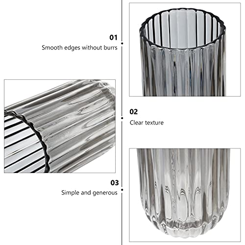 Artibetter Glass Flower Vase Modern Flower Container Hydroponic Flower Planter Terrarium Decorative Crystal Vase for Home Living Room Bedroom Office Grey