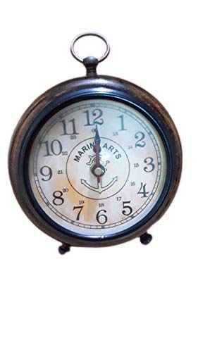 AHSKY Clock Handicraft 6 inche Table Desk Antique Wooden Clock (Black)