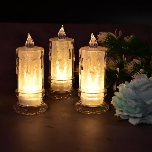 Cospex Crystal Glow Candle Electric Light, Flameless Tea Light Candle for Christmas Wedding Party and Birthday Home Décor_M1