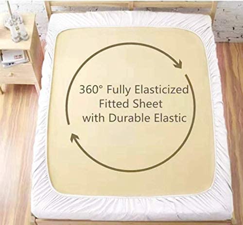 Soniasaa Premium Cotton-Blend Elastic Fitted Bedsheet with 2 Pillow Covers for Double Bed with All Around Elastic 202 TC Supersoft | Size - 72x78 Fit Upto 6 Inches Mattress Soft-Touch Skin Friendly