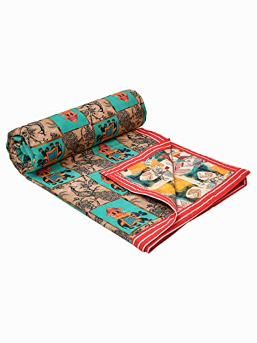 EVER HOME Cotton Single Dohar (150X224CM) Flannel Dohar Throws for Bed, AC Dohar, All Season Piping Bed Dohar, Reversible Dohar, Summer Dohar