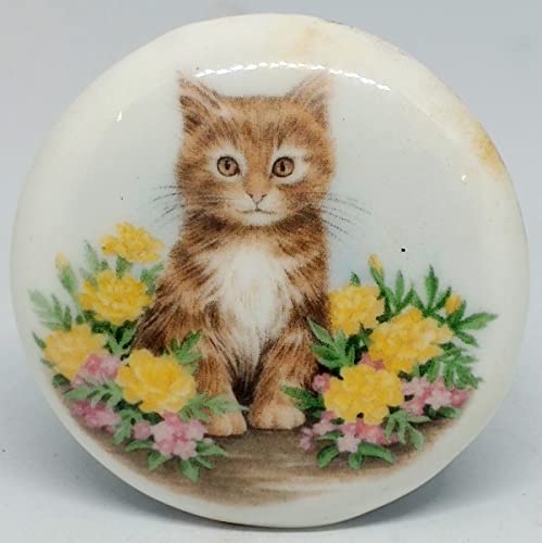 Temple Trees Kitten with Flowers - Set of 4 Fridge Magnet