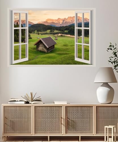 JVERF - JZZA21998 Germany Mountains Lake Scenery Alps| Self-Adhesive Open Window Wall Sticker