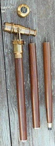 Walking Cane, Brass Antique Walking Stick Folding Telescope Wooden Nautical Gift