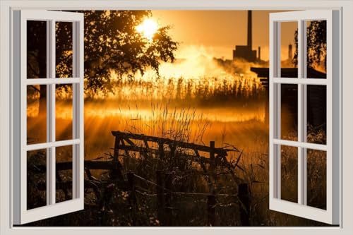 JVERF - JZZA29137 Sunrises and Sunsets| Self-Adhesive Open Window Wall Sticker