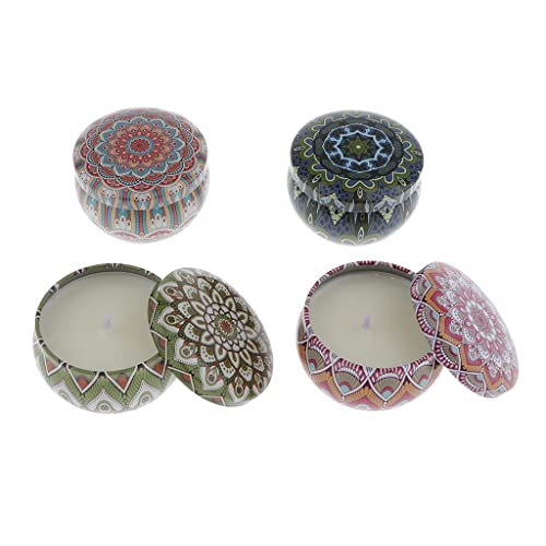 THE STYLE SUTRA 4 Pieces National Style Scented Candle Natural Soy Wax Portable Tin Candles