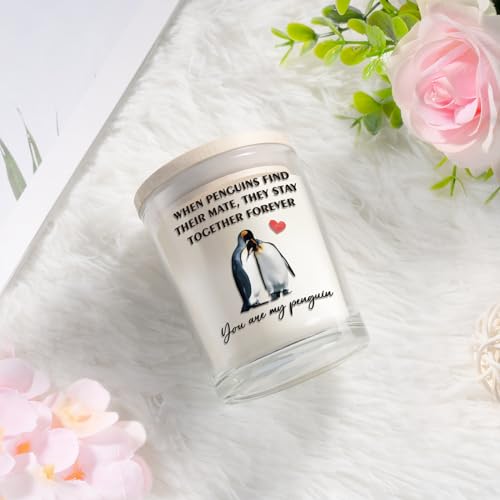 Anniversary Candle Gifts for Women Men, Funny Gifts for Him Her Engagement Gifts for Couples You are My Penguin Birthday Presents for Her Girlfriend Him Boyfriend