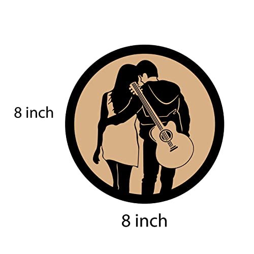 DOTME Couples Wooden With Vinyl Sticker Decorative Design Wall Decor For Home Bedroom Living Room Hall DIY Art 8 INCH (Black)