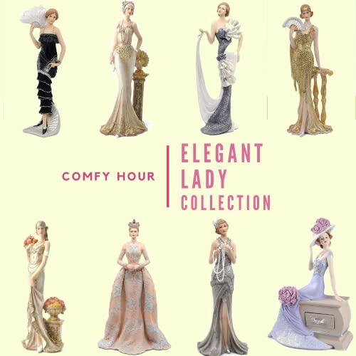 Comfy Hour 13" Elegant Slim Lady Lifting Up Skirt Collectible Figurine, Gray & White